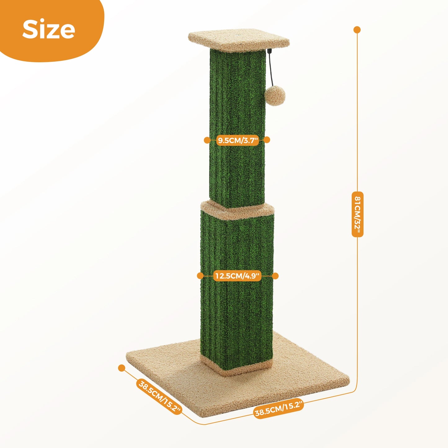 Large Cat Scratching Post with Woven Sisal & Dangling Ball