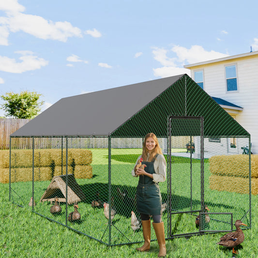 Walk-In Metal Chicken Coop with Cover and Netting main product image
