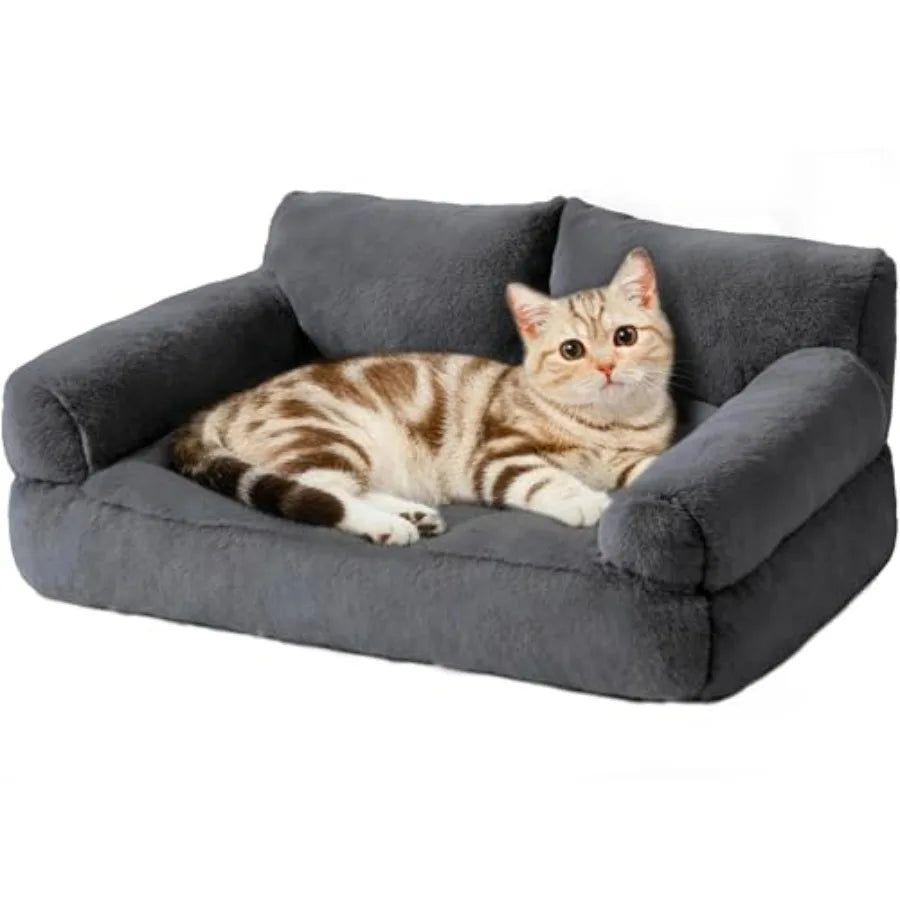Large Cat Beds for Indoor Cats, Dog Couch Bed, Cute Cat Couch Sofas for Less 20lbs Kitten Puppy, Small Dog Sofas and Chairs wit