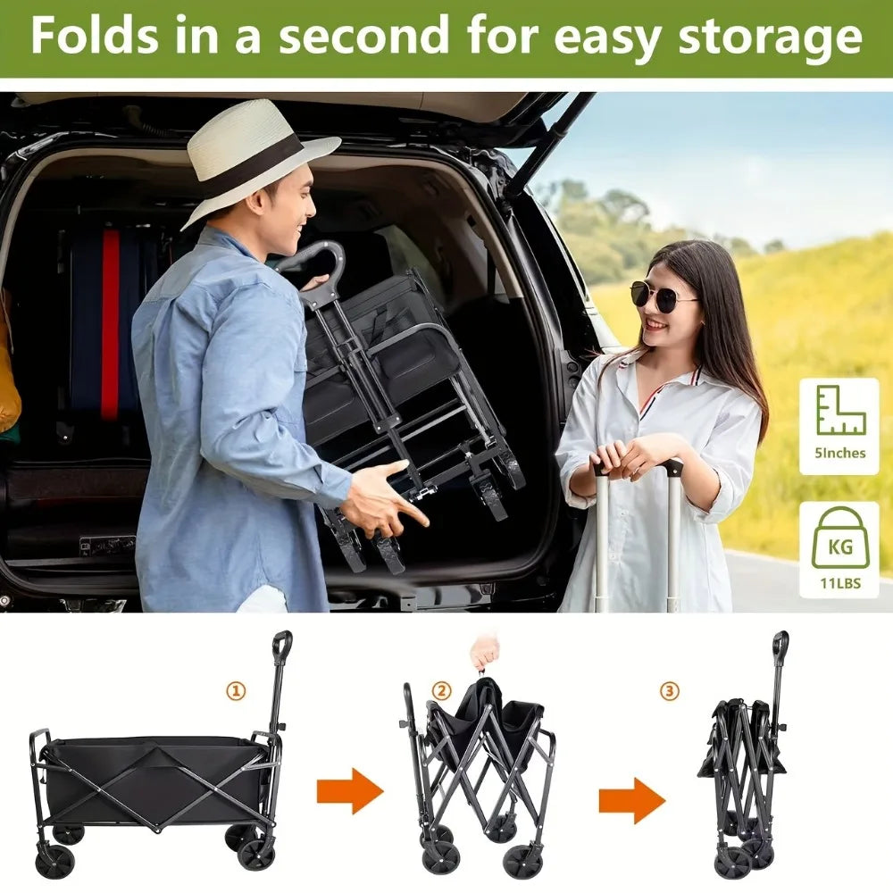 Heavy-Duty All-Terrain Folding Wagon Cart for Camping