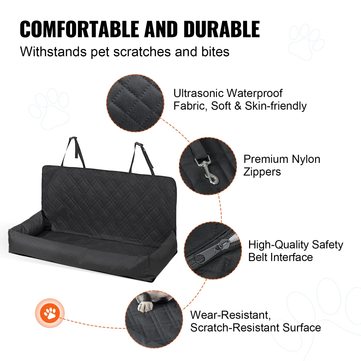 Waterproof Dog Car Booster Seat with Safety Leash