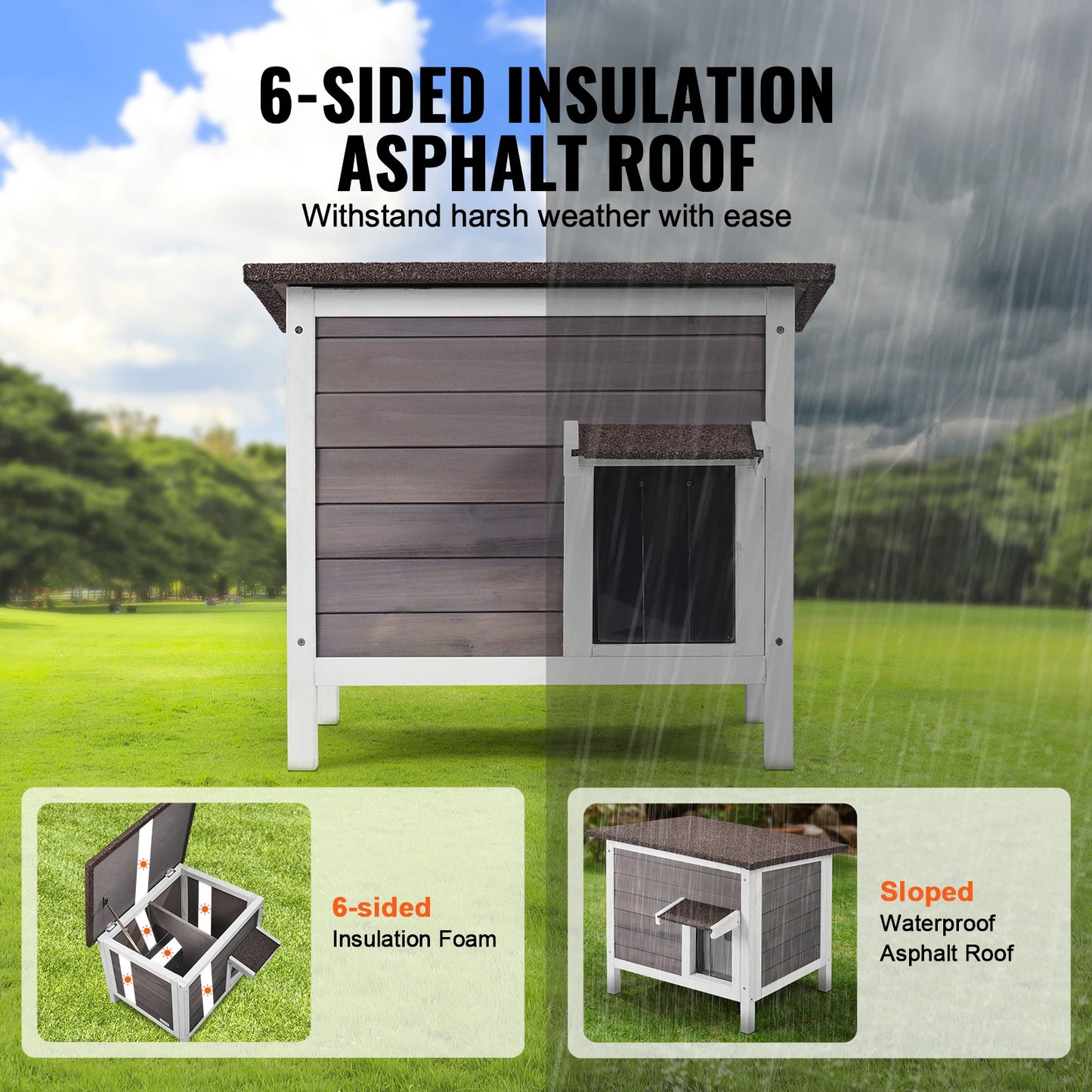 Weatherproof Insulated Outdoor Wooden Cat & Rabbit House