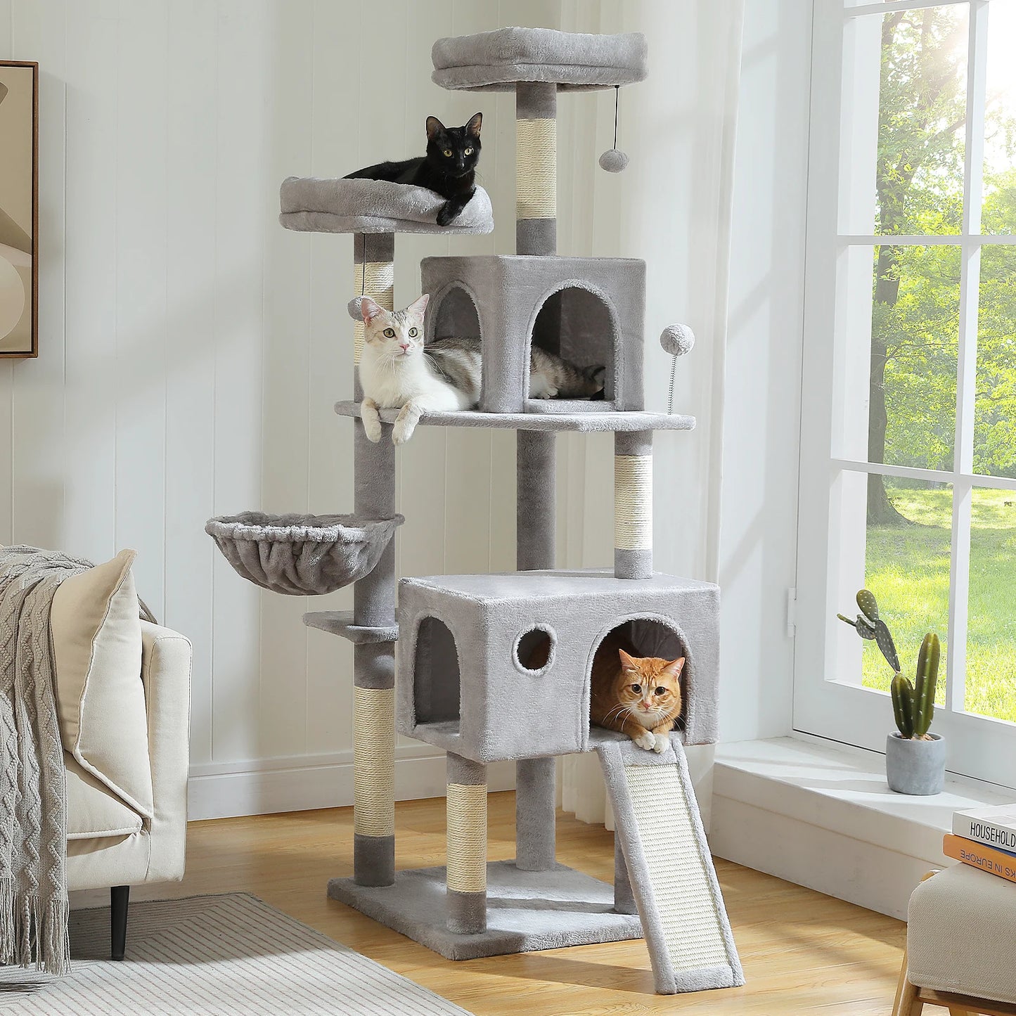 Large Multi-Level Cat Tree Tower with Plush Condo & Perches