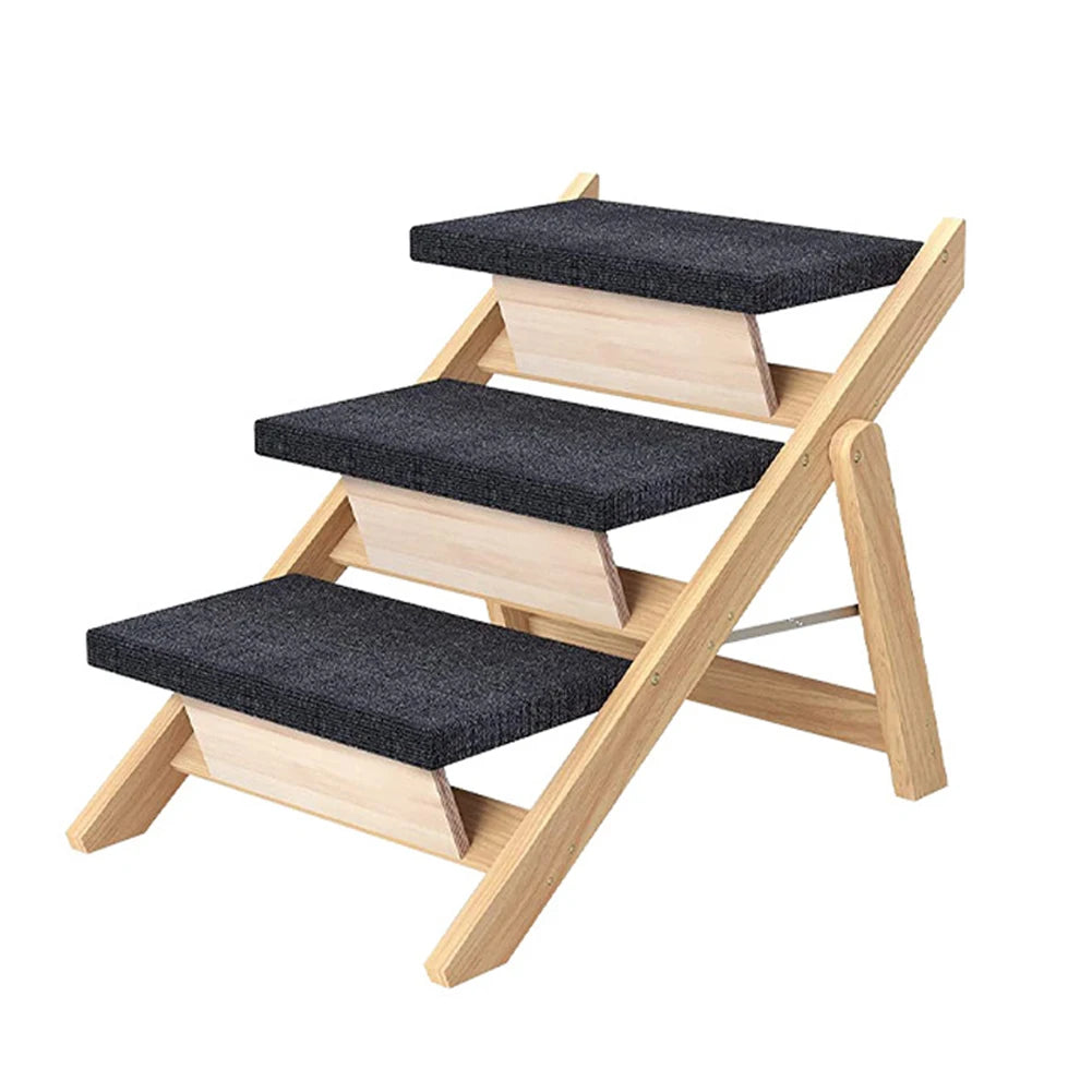 Foldable Outdoor Steps Non-slip Dog Stairs Carpeted Ramp Ladder (Third Layer)