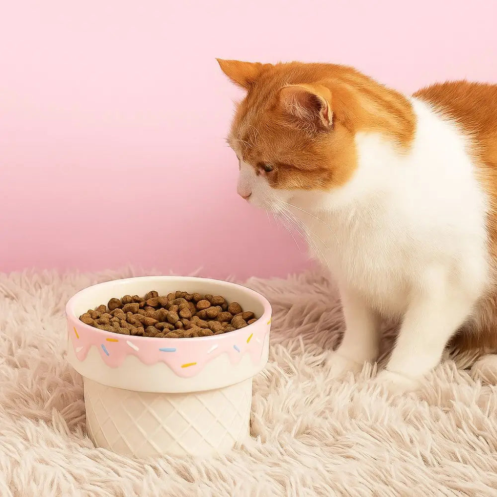 Elevated Ceramic Cat Bowl with Wide Opening main product image