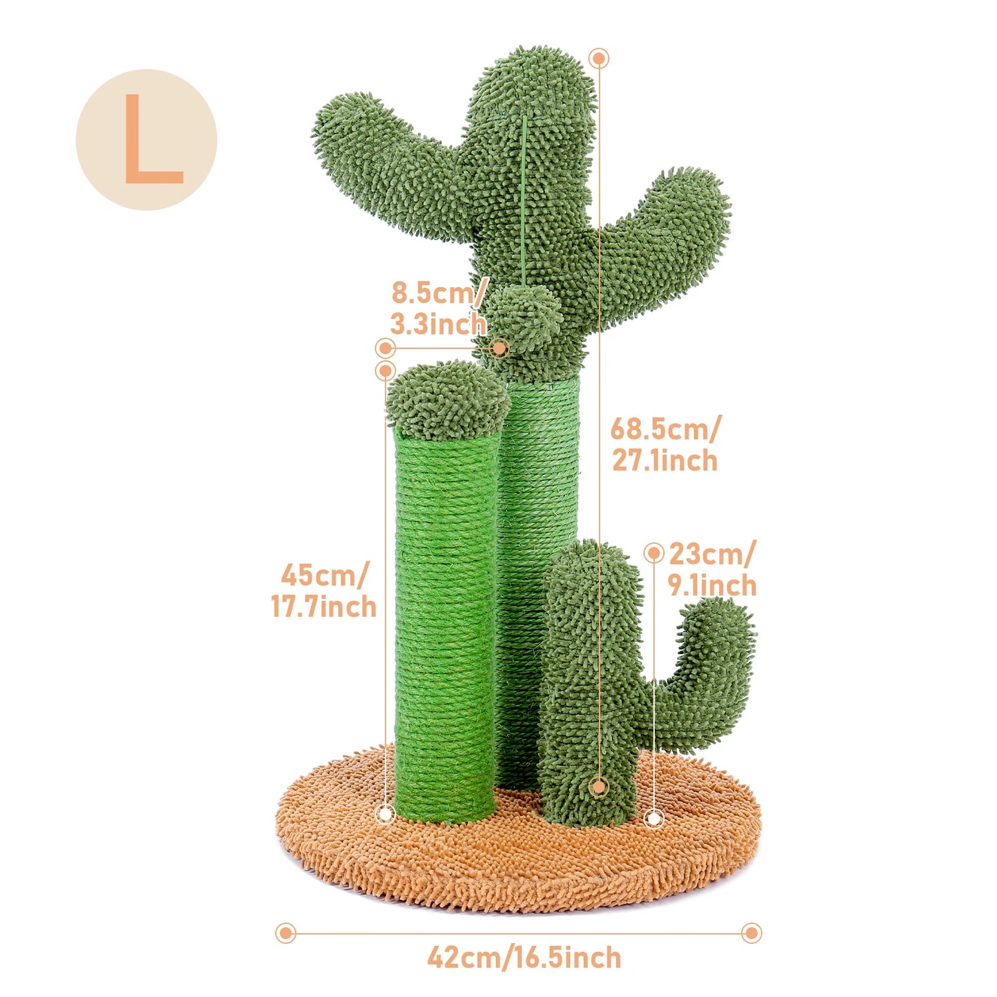 Cactus Cat Scratching Post with 3 Poles & Dangling Ball
