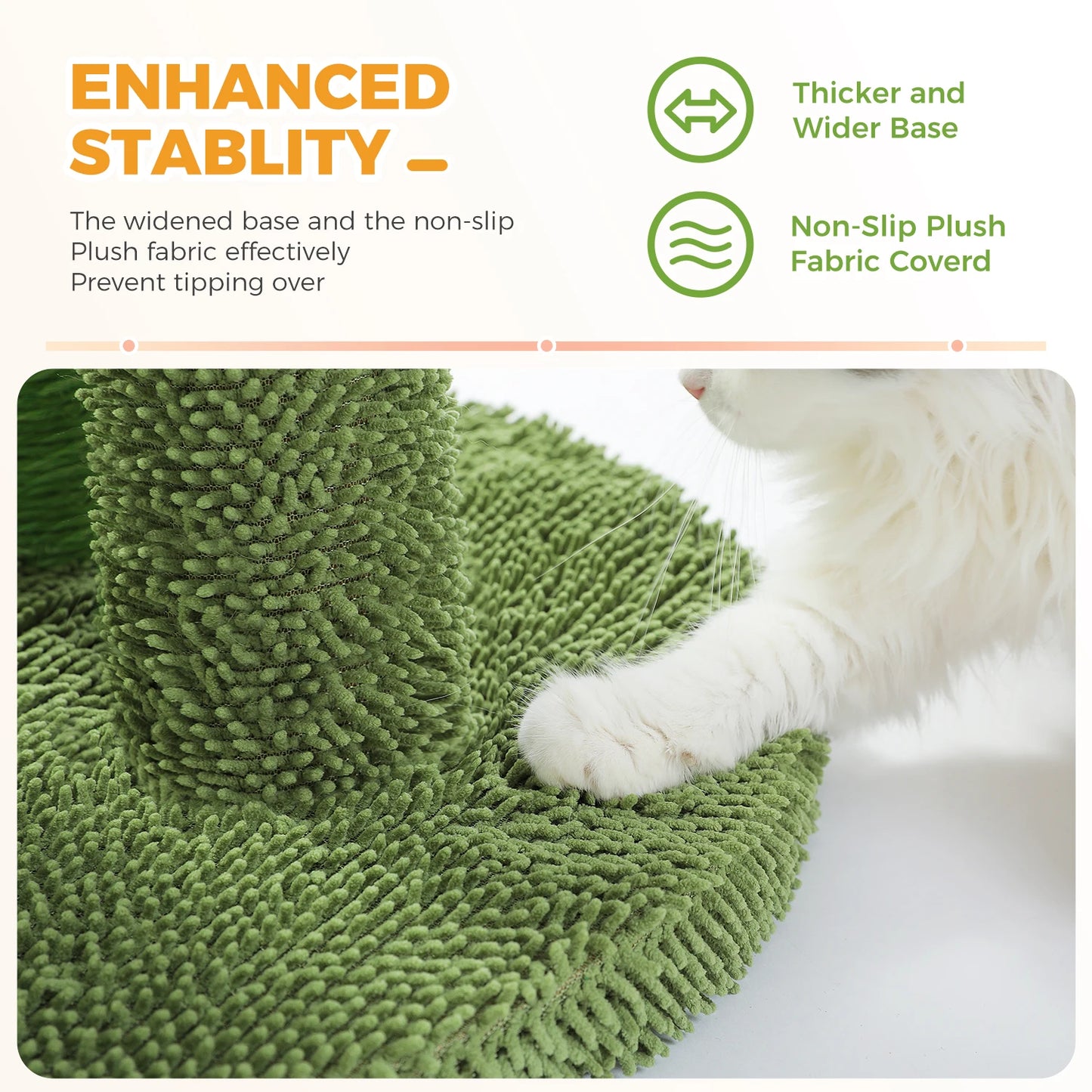 Cactus Cat Scratching Post with 3 Sisal Poles & Dangling Ball