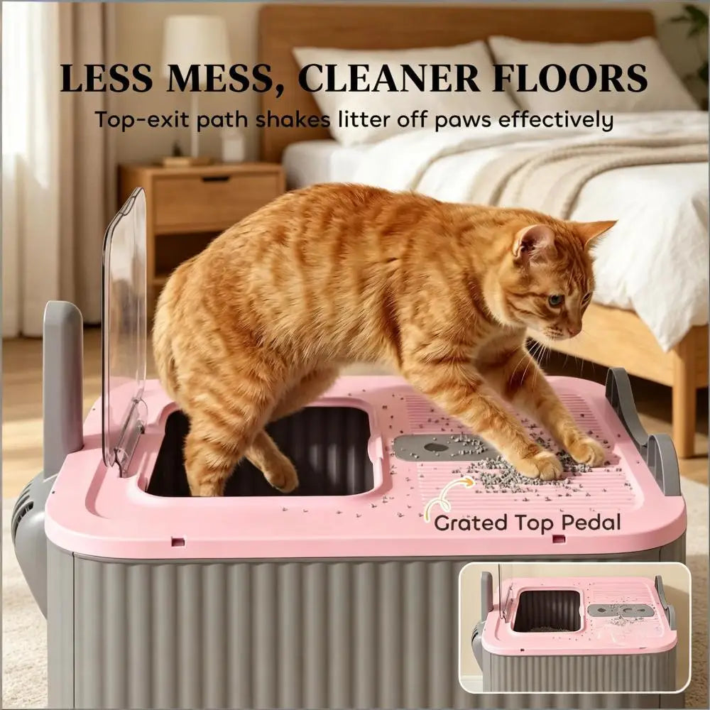 Enclosed Design Cat Litter Box with Slide-Out Tray for Small-Medium Cats