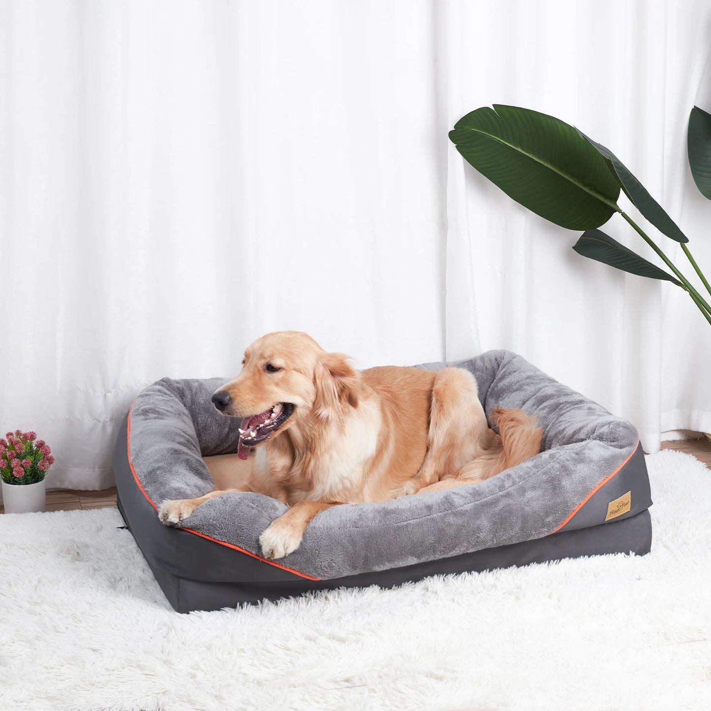 Large Fleece Dog Bed with Washable Waterproof Cover