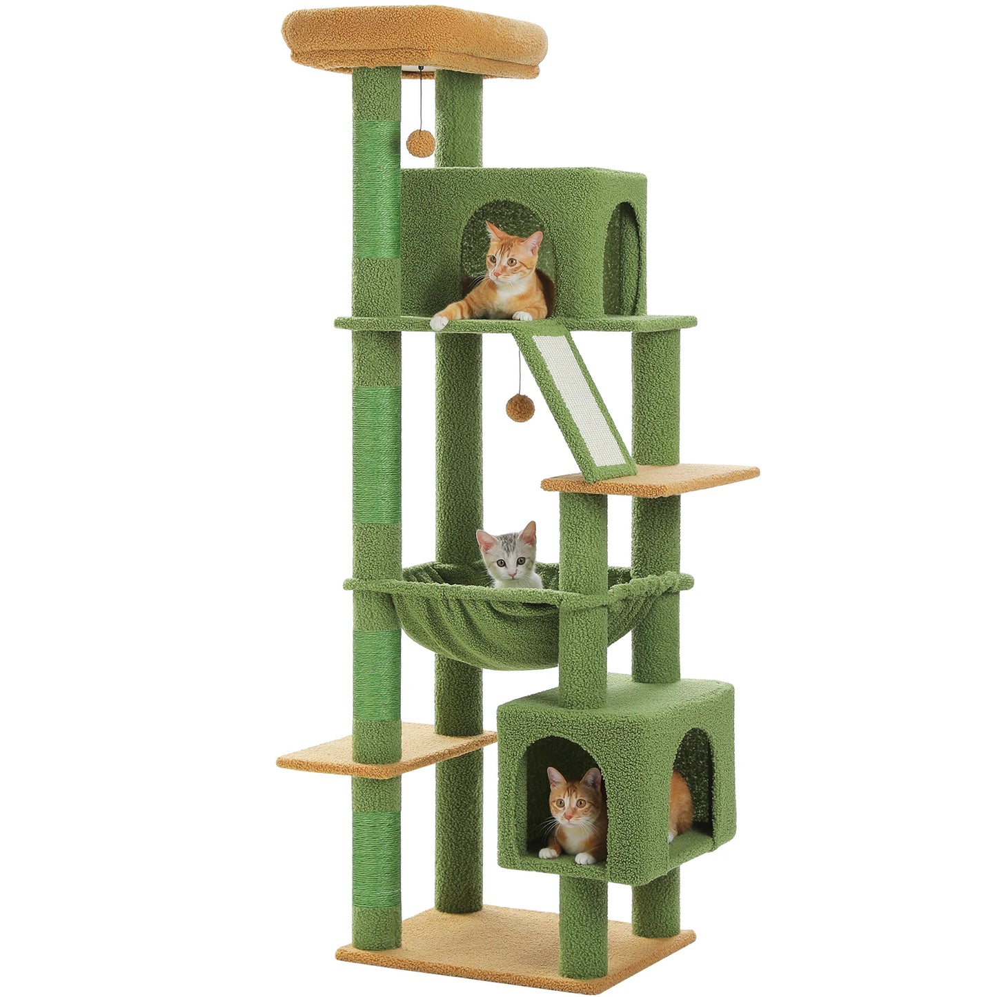 Tall Multi-Level Cat Tower for Large Cats with 2 Condos & Bed