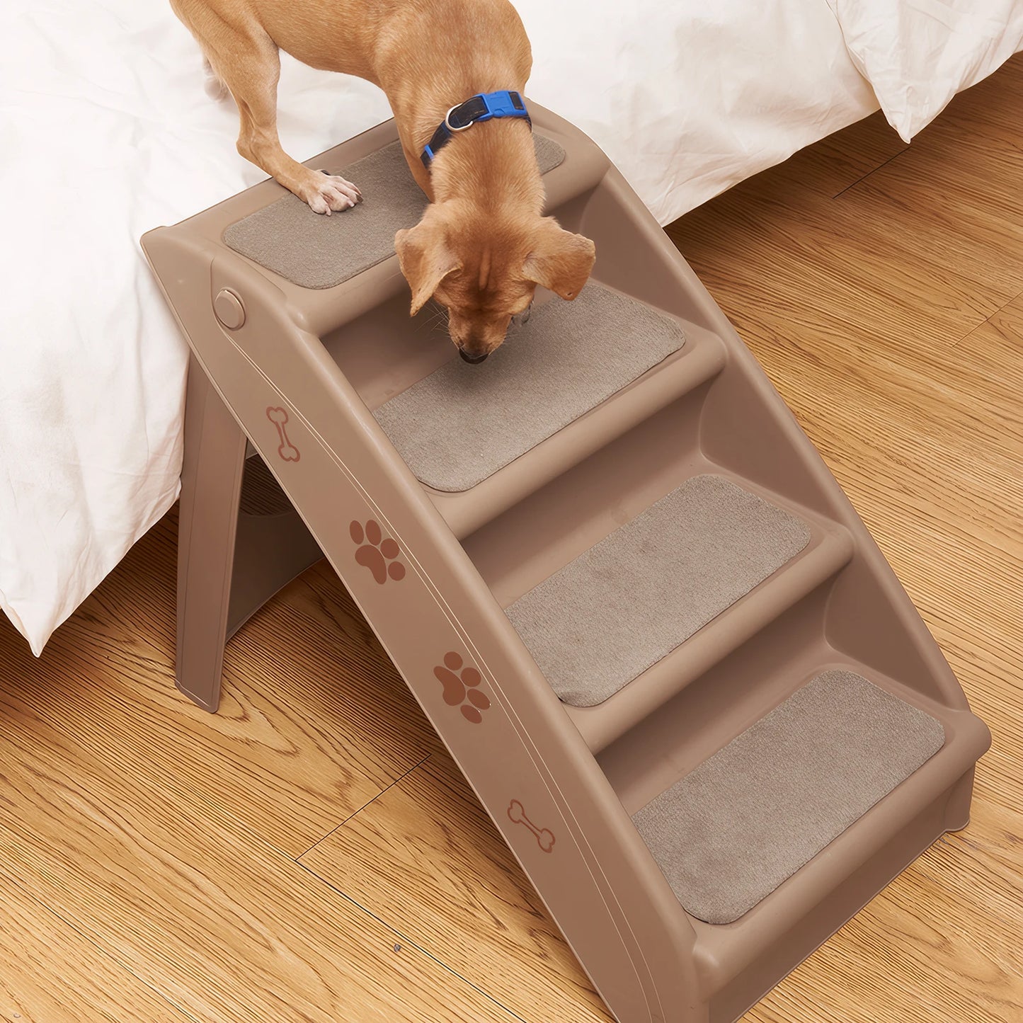 4-Step Pet Dog Stairs Foldable Cat and Dog Steps Nonslip Dog Stairs Ramp Sofa Ladder Pet Furniture for High Bed Chair Couch Sofa