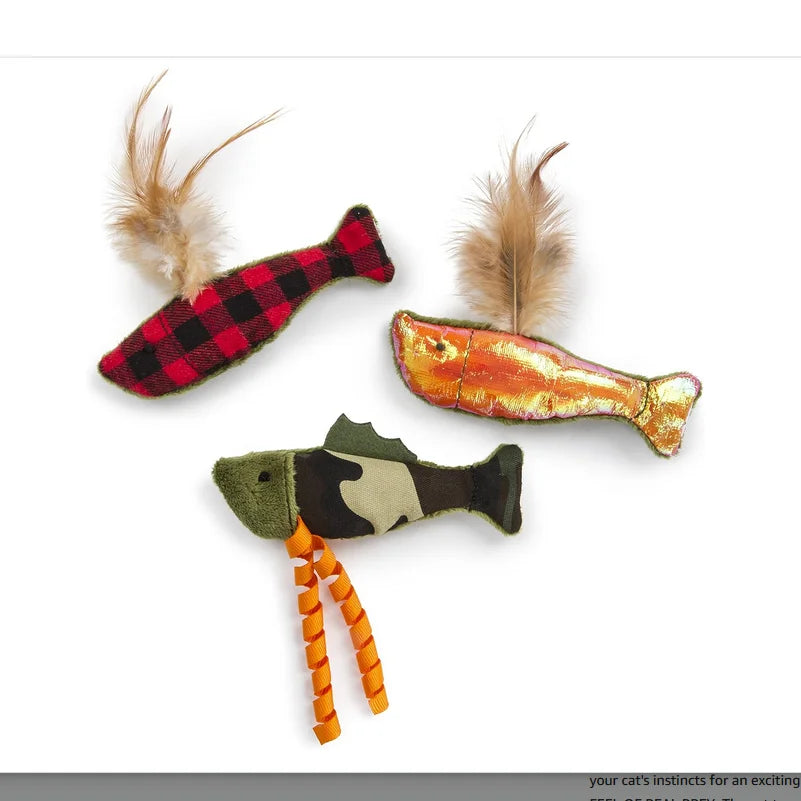 Crinkle Catnip Fish Cat Toys for Indoor Cats - 3 Pack - front view