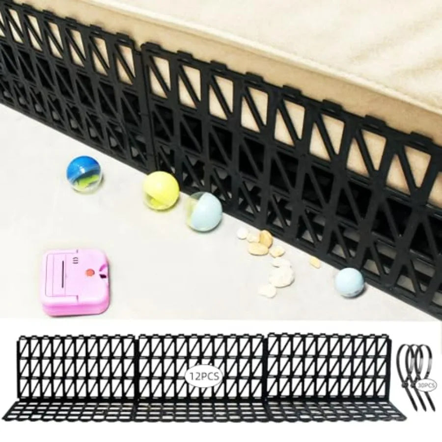 Pcs Under Couch Blocker for Bed Adjustable Furniture Plastic Under Bed Blocker with 30 Ties Black Couch Barriers for Dogs Pets