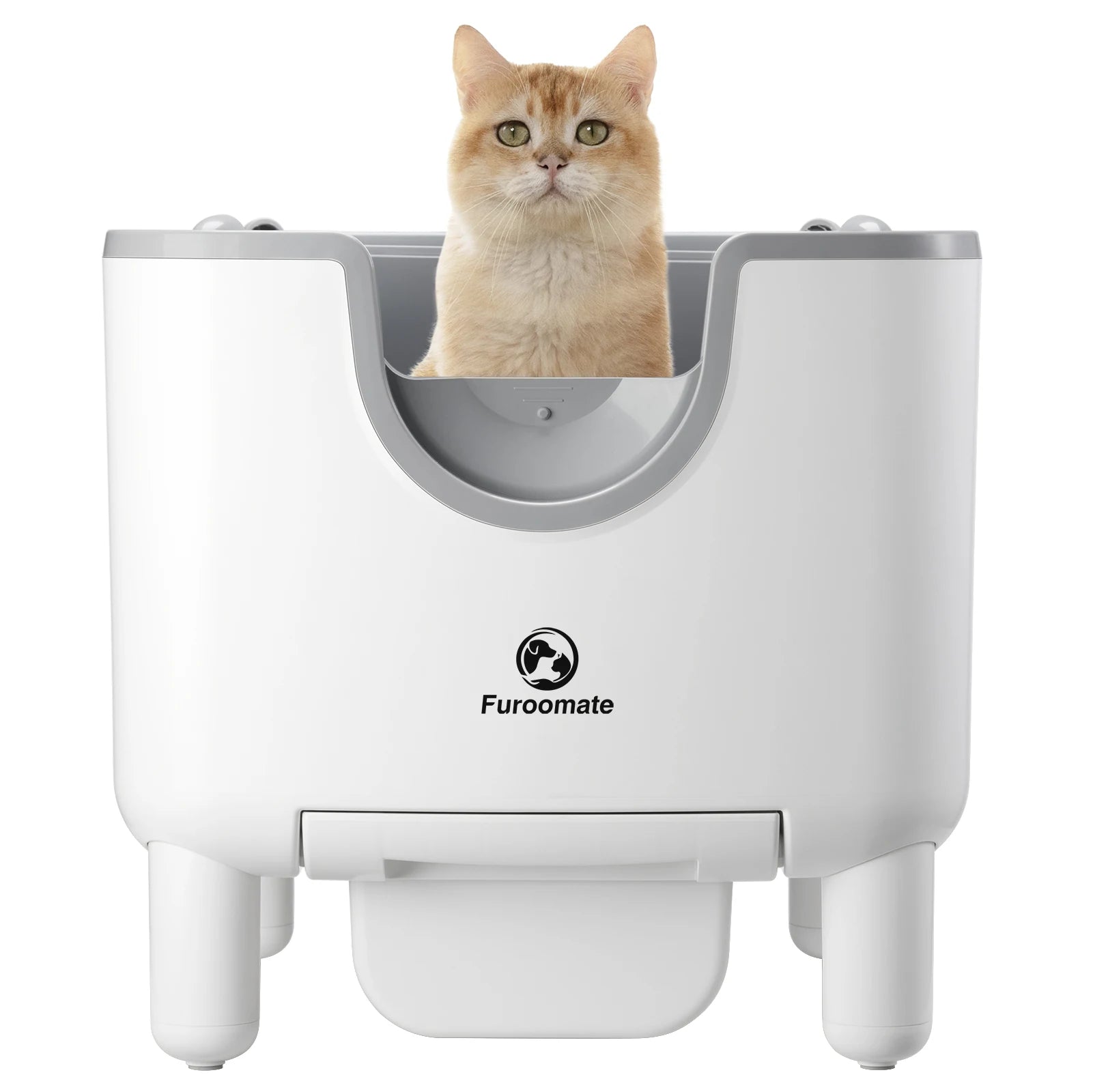 Open-Top Automatic Self-Cleaning Cat Litter Box - front view