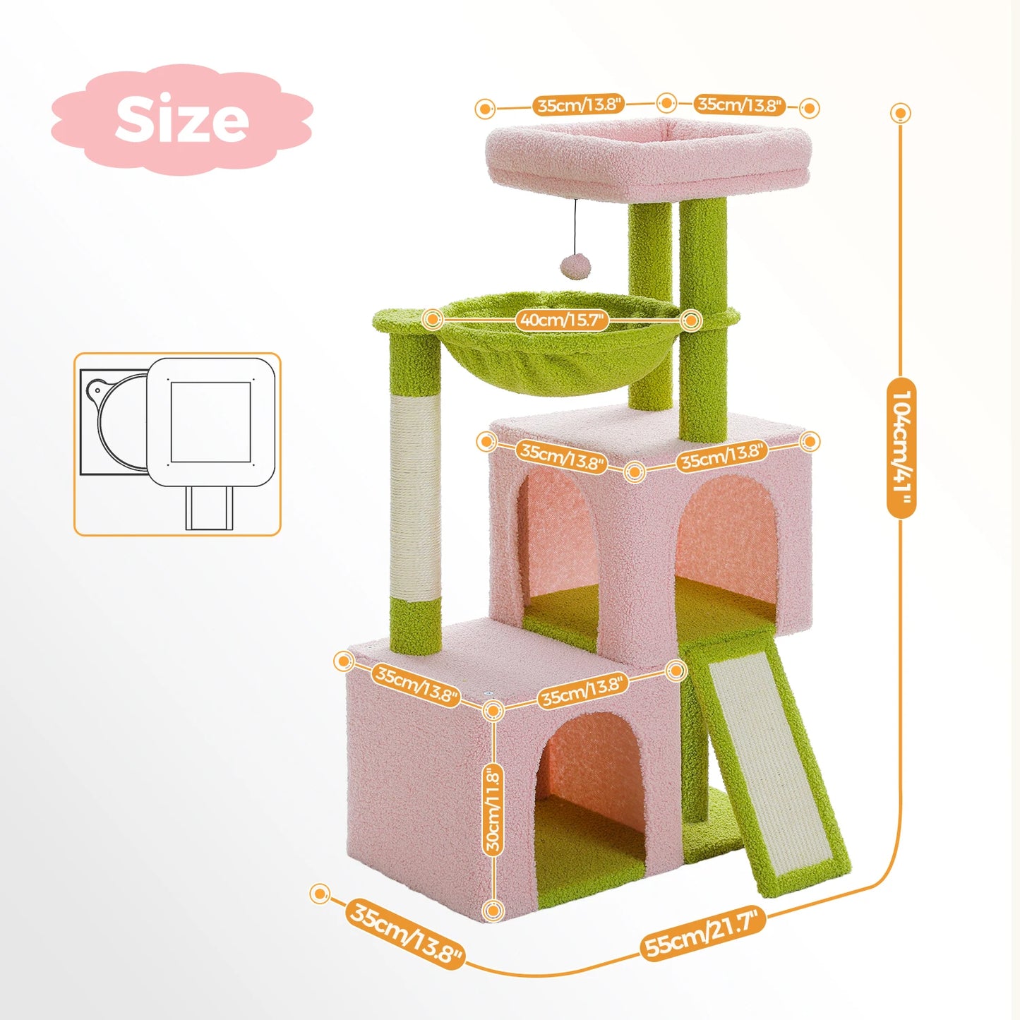 Cat Tree Tower with Natural Sisal Post, Condo & Top Perch