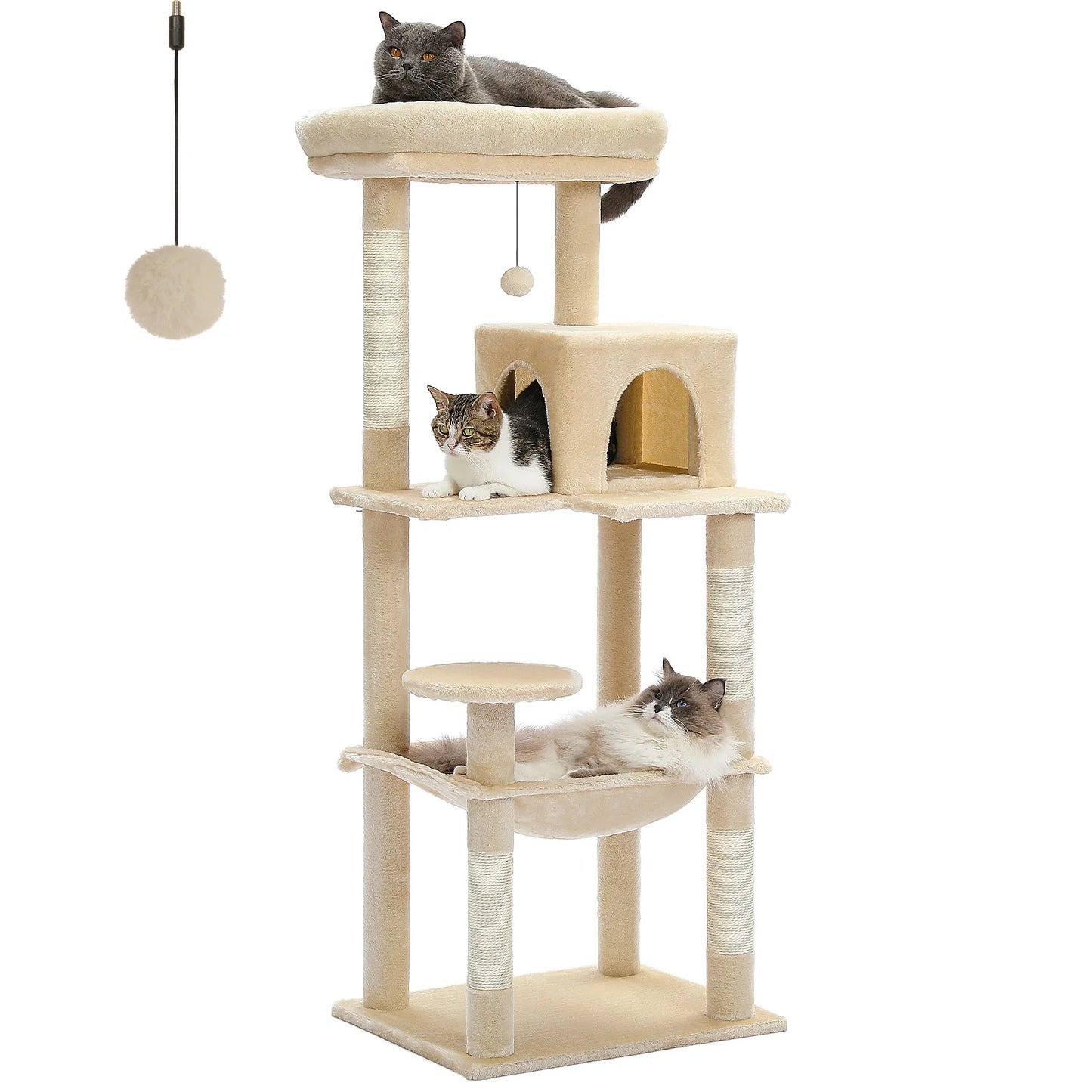 5-Level Cat Tower with Hammock & Sisal Scratching Posts