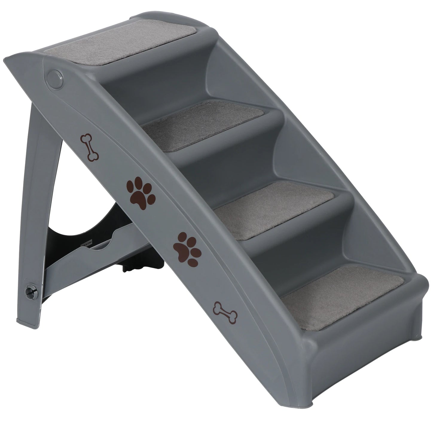 Dog Stairs Foldable Pet Steps Ramp Ladder Anti-Slip w/4 Step for High Bed Sofa
