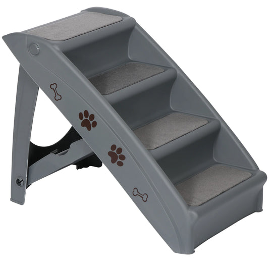Dog Stairs Foldable Pet Steps Ramp Ladder Anti-Slip w/4 Step for High Bed Sofa