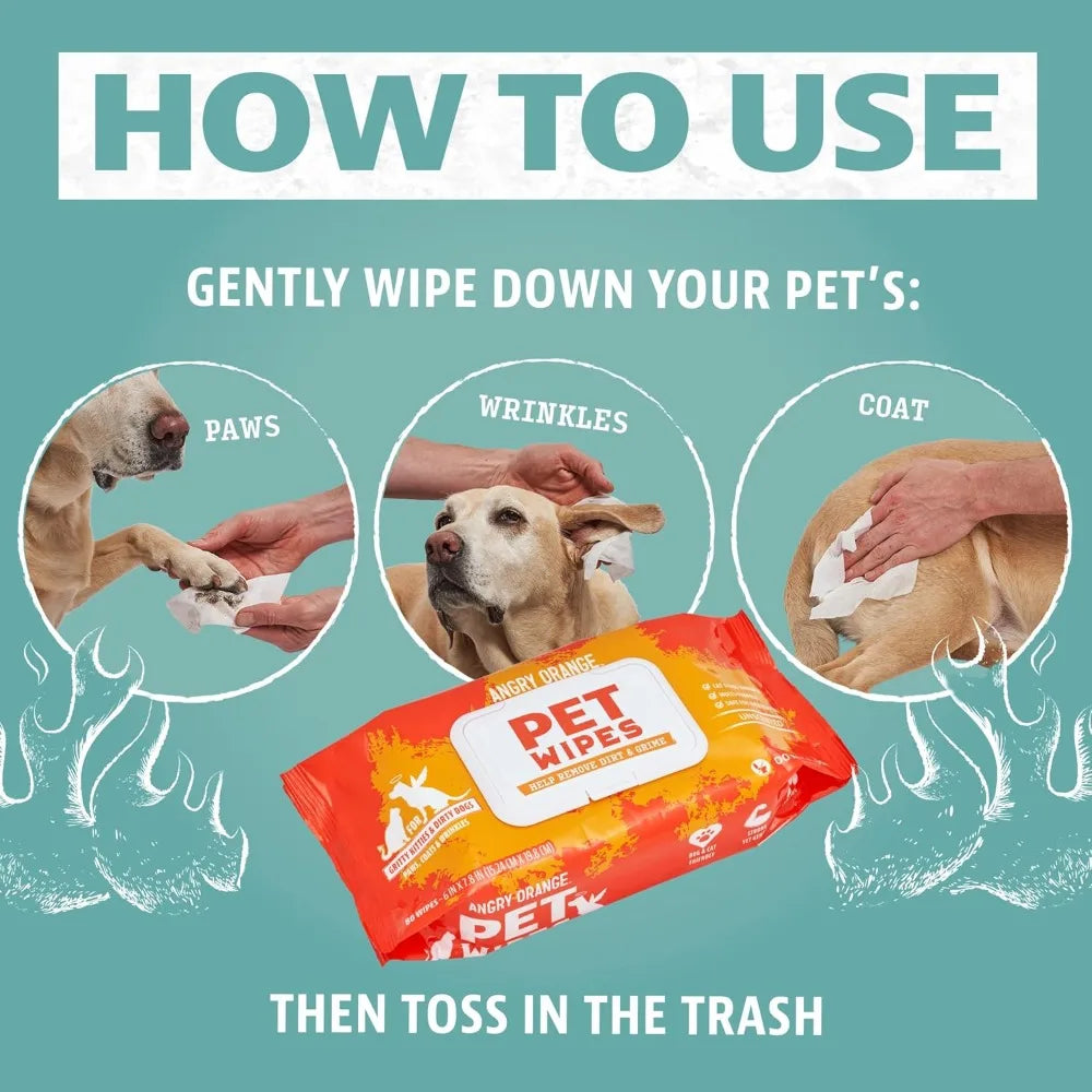 Unscented Pet Wipes 320ct - Hypoallergenic with Aloe & Chamomile, Thick Grooming Wipes for Dogs & Cats, Value 4 Pack