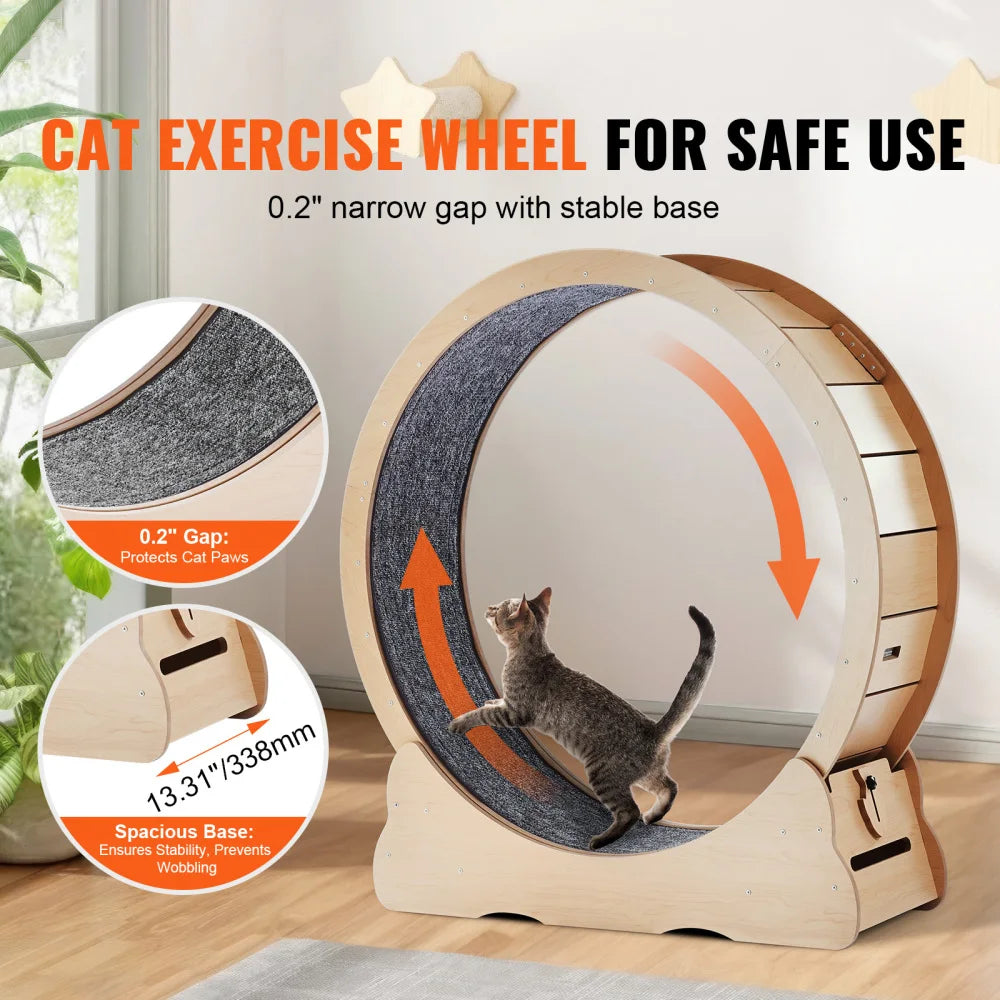Ye 43.3" Large Yellow Cat Exercise Wheel - Indoor Cat Treadmill