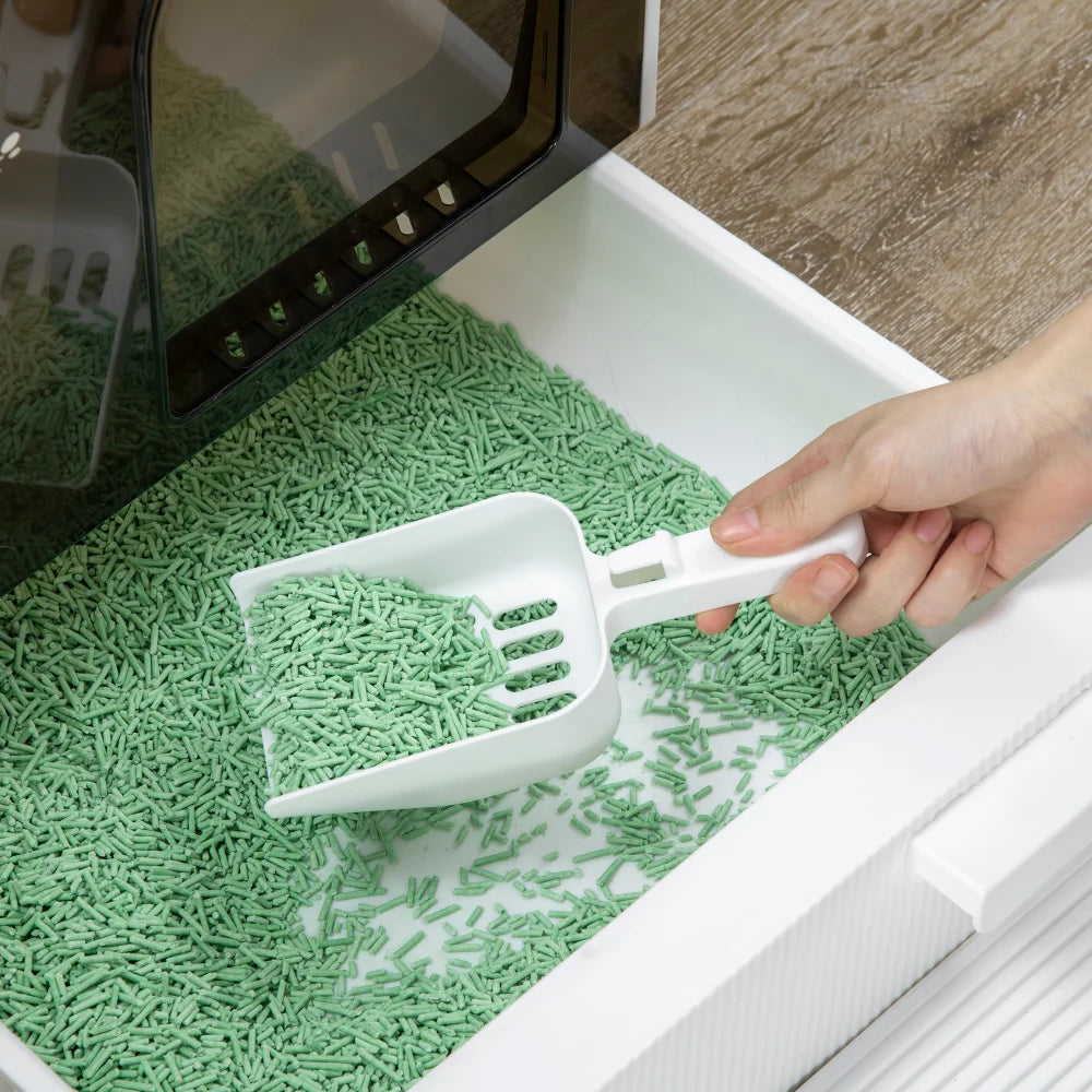 PawHut 17" x 17" x 18.5" White Covered Cat Litter Box with Lid, Tray, Scoop and Filter for Indoor Cats