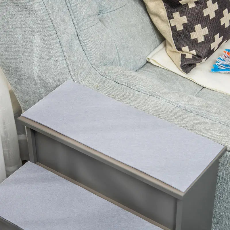 PawHut Pet Stairs, Small Dog Steps for Couch Bed with Cushioned Removable Covering, 15.75" x 23.25" x 21.25", Grey