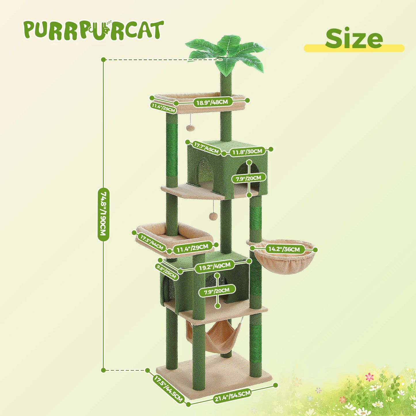 Multi-Level Cat Tree for Indoor Cats with Scratching Posts