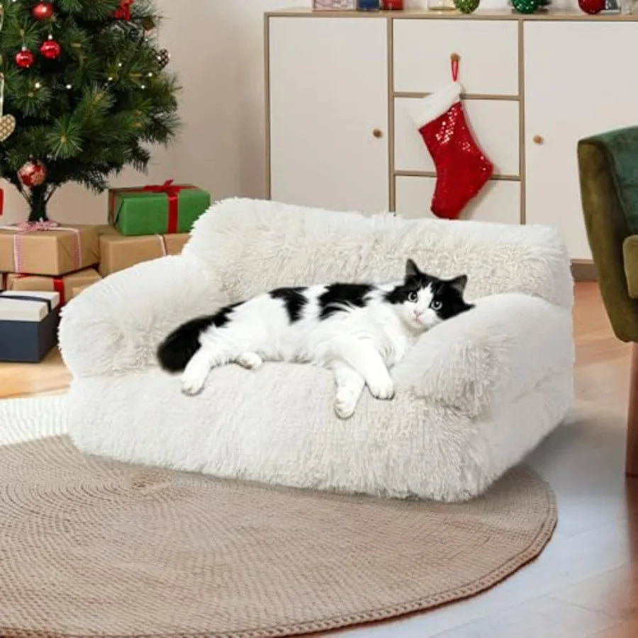 Large Cat Beds for Indoor Cats, Dog Couch Bed, Cute Cat Couch Sofas for Less 20lbs Kitten Puppy, Small Dog Sofas and Chairs wit