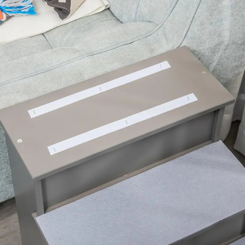 PawHut Pet Stairs, Small Dog Steps for Couch Bed with Cushioned Removable Covering, 15.75" x 23.25" x 21.25", Grey