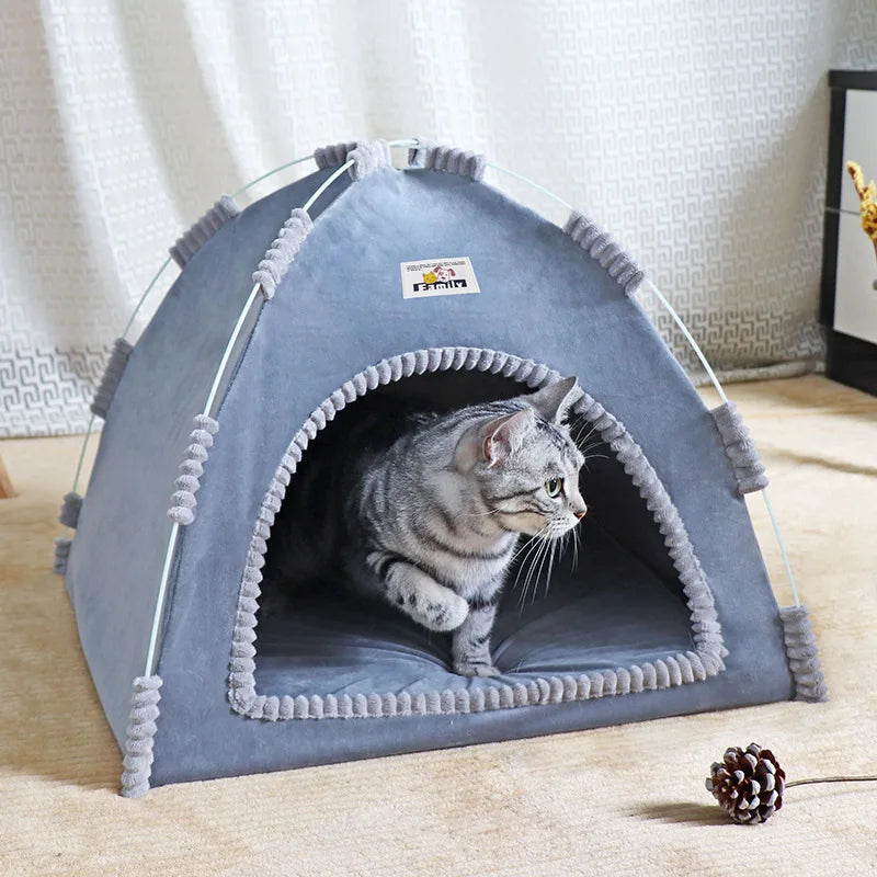 Foldable Cat & Dog House Tent with Cooling Mat - front view