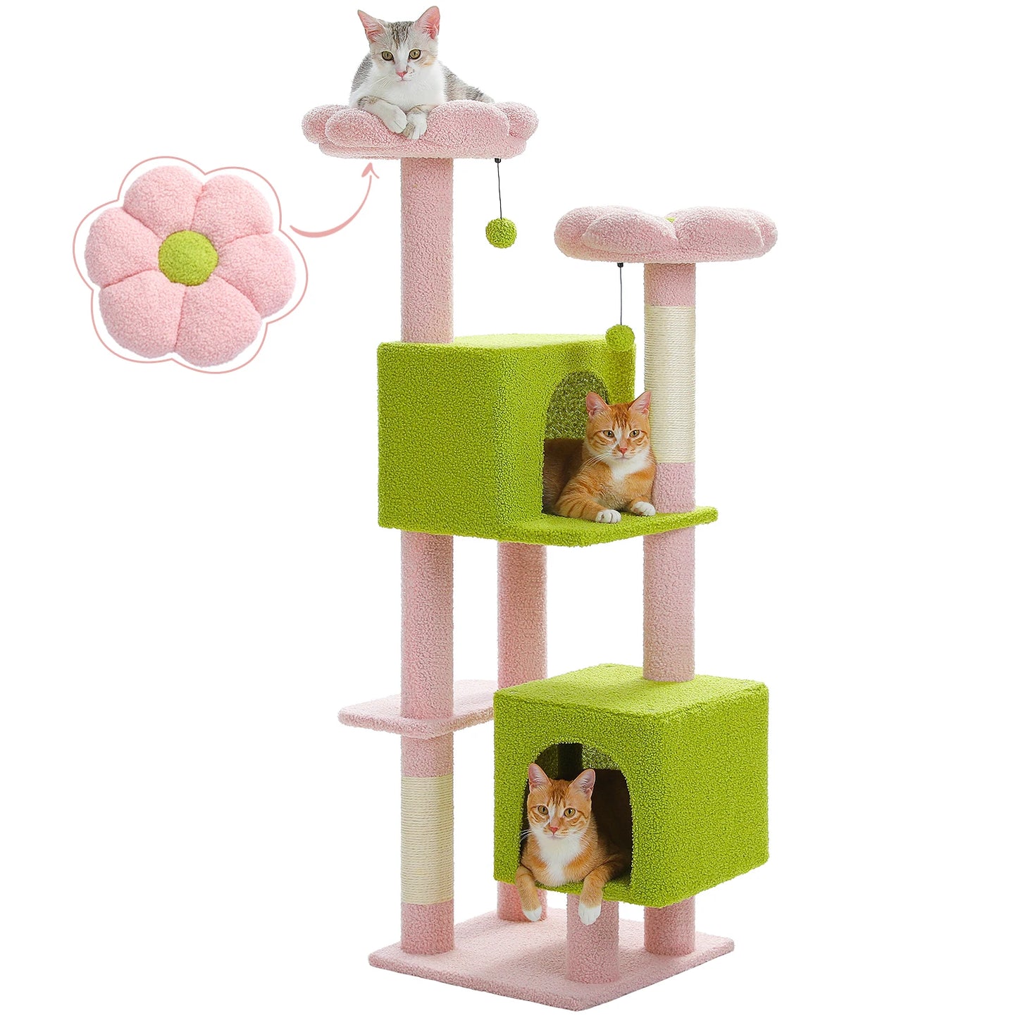Cactus Cat Tree 133cm with Perches, Condos & Scratching Posts
