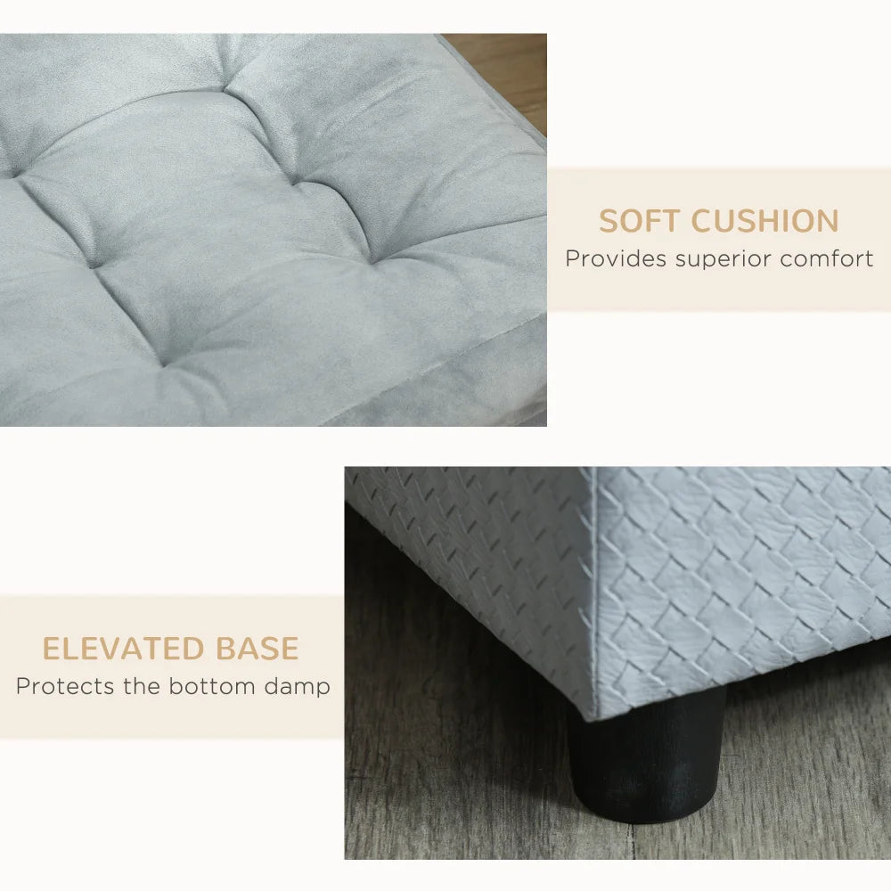 PawHut Luxury Fancy Dog Bed for Small Dogs with Hidden Storage, 3" Soft Foam, Dog Sofa Bed, Cushy & Modern Pet Furniture for Puppies and Little Breeds, Gray