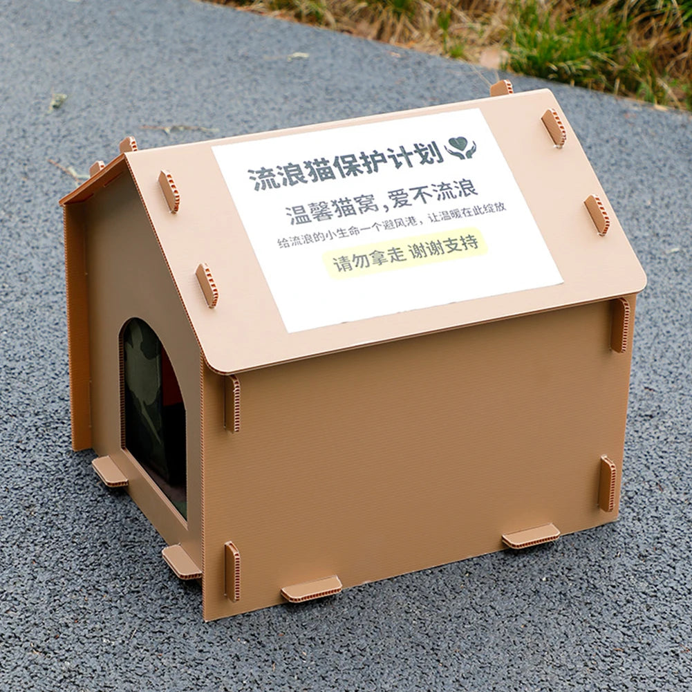 Stray Cats House Waterproof Warm Cat Shelter Foldable Cat Outdoor House Collapsible Insulated Pet House for Four Season