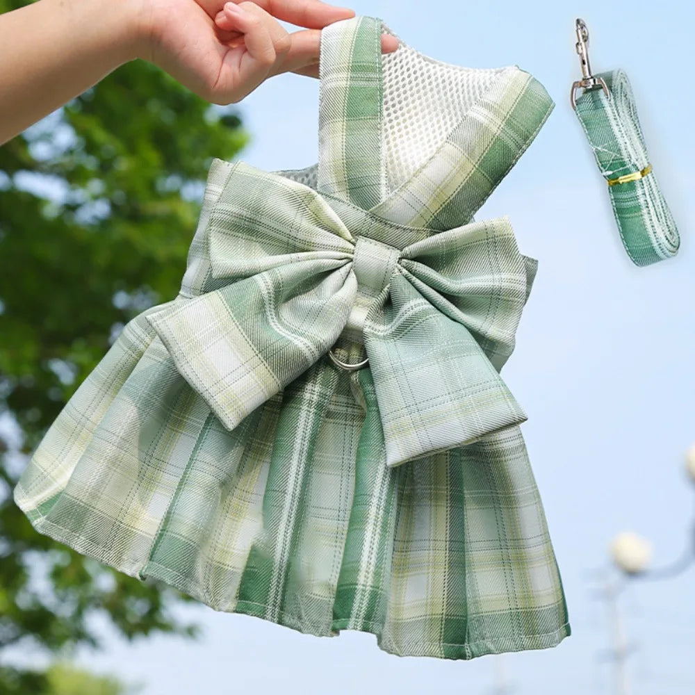 Plaid Pet Harness Dress with Leash Attachment product image 9
