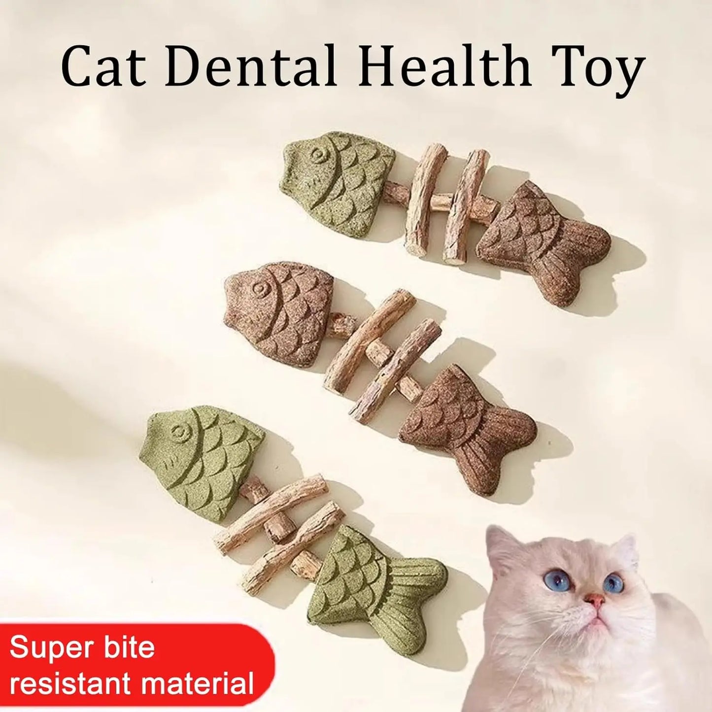 Dental Health Fishbone Chew Toy for Cats, Bite-Resistant