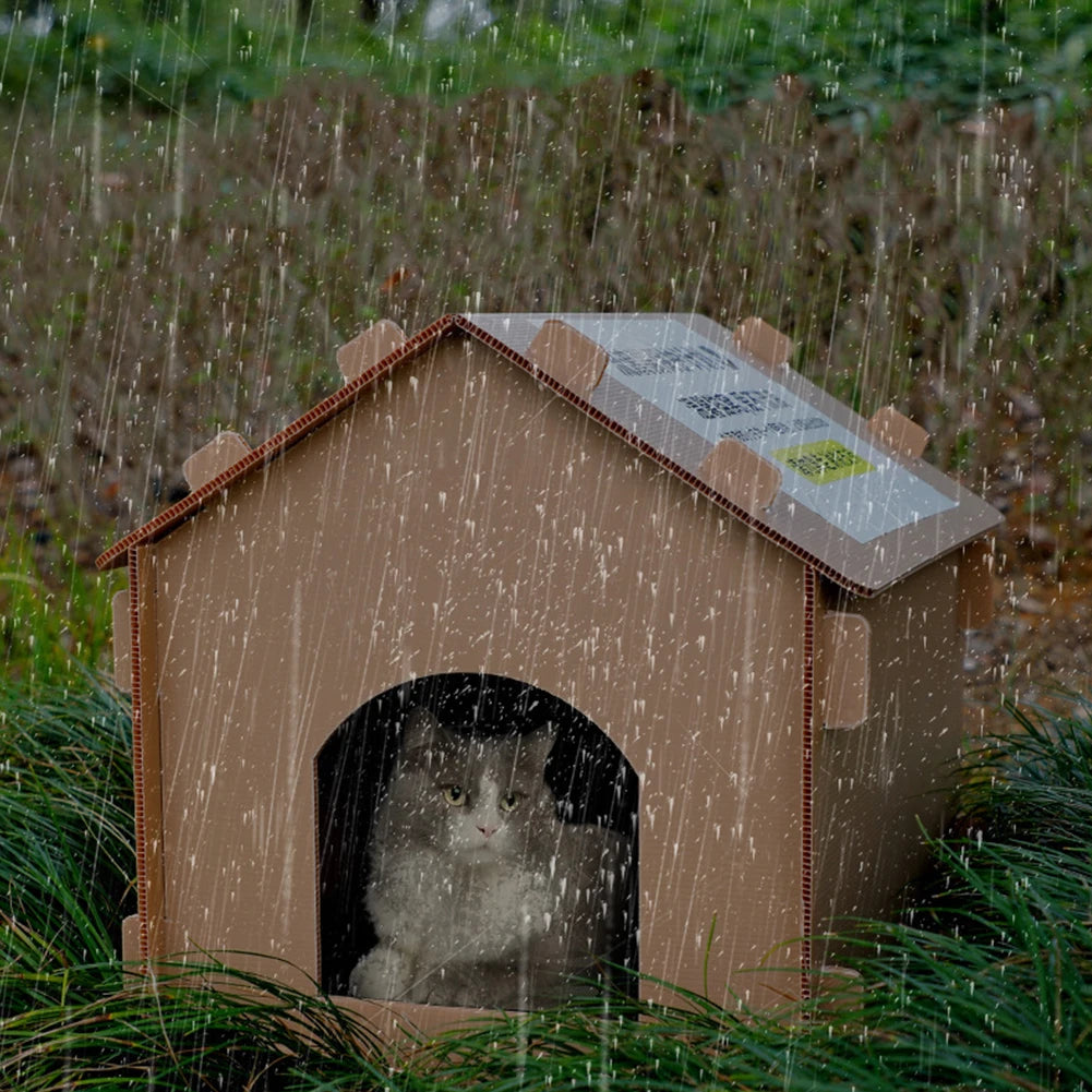 Stray Cats House Waterproof Warm Cat Shelter Foldable Cat Outdoor House Collapsible Insulated Pet House for Four Season