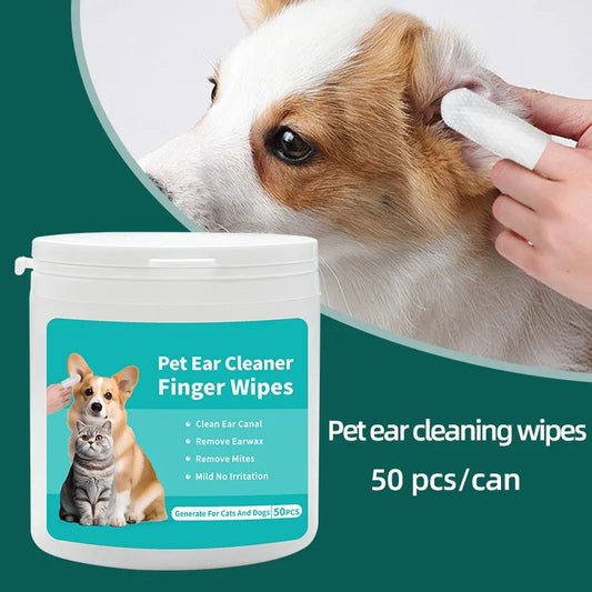 200PCS Pet Ear Cleaning Wipes Disposable Ear Care Finger Cover Convenient And Dirty Hand Ear Mite Ear Mite