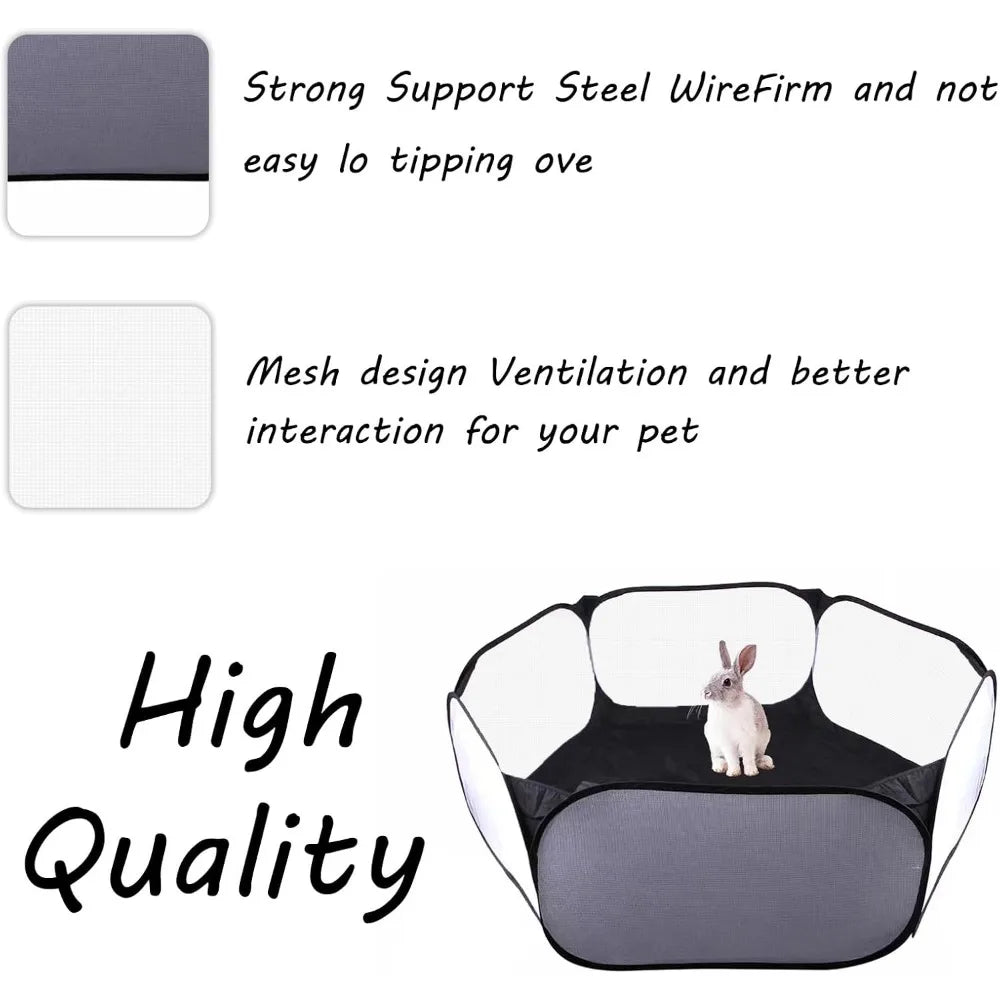 Small Animals Playpen, Portable Pop-up Open Interactive Pet Tent, Indoor Outdoor Fence for Rabbits, Guinea Pig, Hamster, Chinchillas, Kittens, Puppies