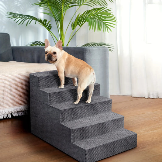 Dog Stairs for Small Dogs And Cats, Non-Slip Bottom Pet Steps for High Beds And Couch, High-Density Foam Pet Steps Grey