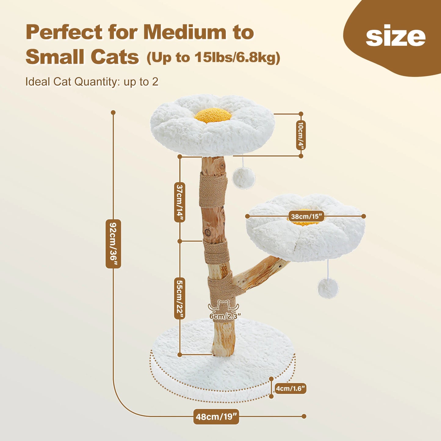 Flower Cat Tree with 2 Perches & Sisal Scratching Post