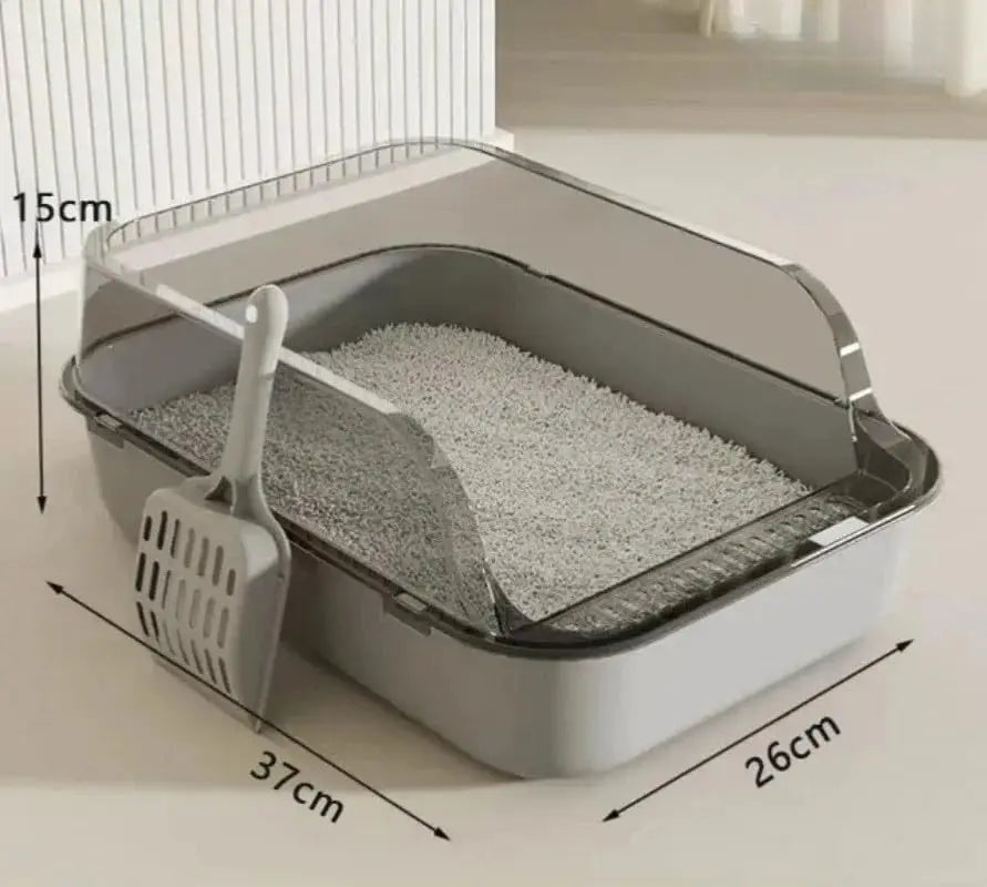 Semi-Enclosed Splashproof Cat Litter Box with High Sides