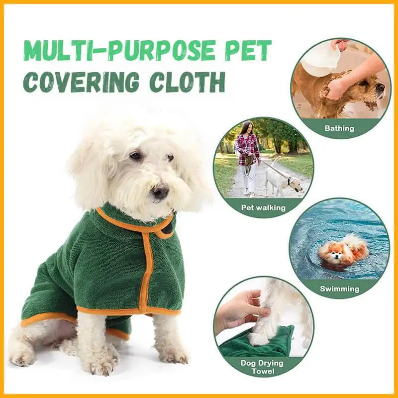 Pet Bathrobe Fast Drying Towel Microfiber Absorbent Soft Bath Robe Adjustable Towel Grooming Coat For Small Medium Large Dog