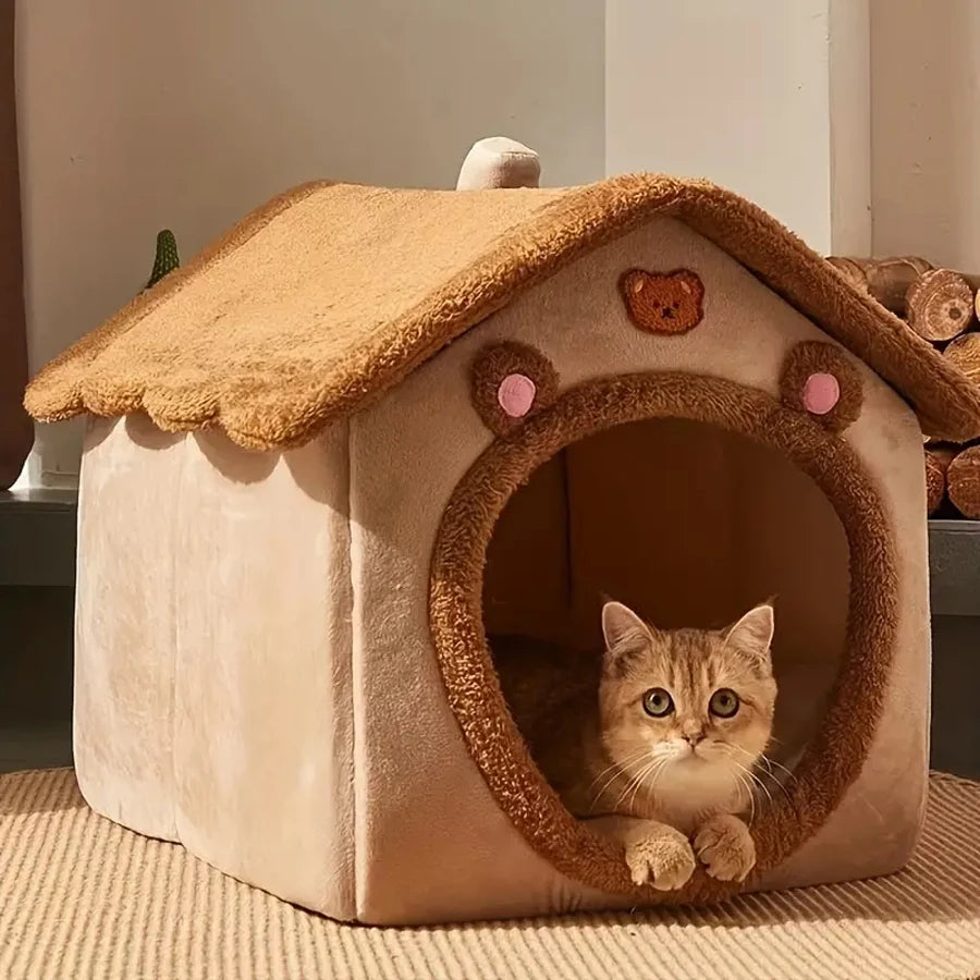 Foldable Washable Cat House & Cave Bed for Small Pets