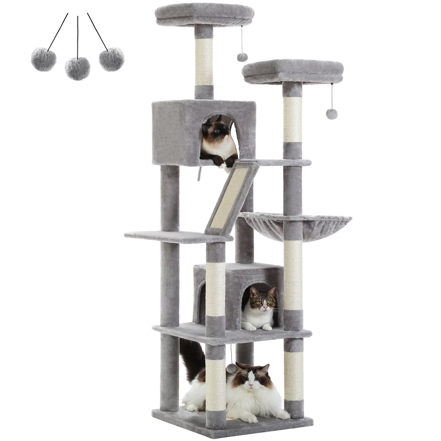 Large Multi-Level Cat Tree with Plush Condos, Perches & Caves