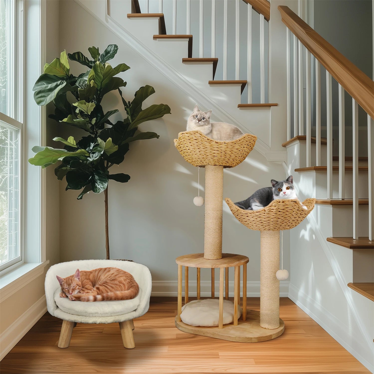 3-Tier Cat Tree Tower with Sisal Scratching Post product image 3