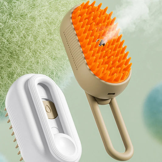 3-in-1 Electric Pet Grooming Brush with Steam Spray - front view