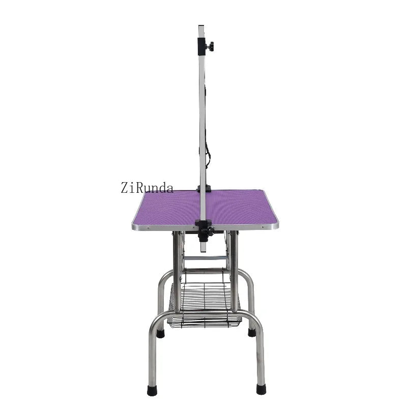 36" Folding Dog Pet Grooming Table Stainless Steel Frame Rubber Mat on Board with Adjustable Arm and Clamps pet dog Cat Grooming Table (PURPLE COLOR)