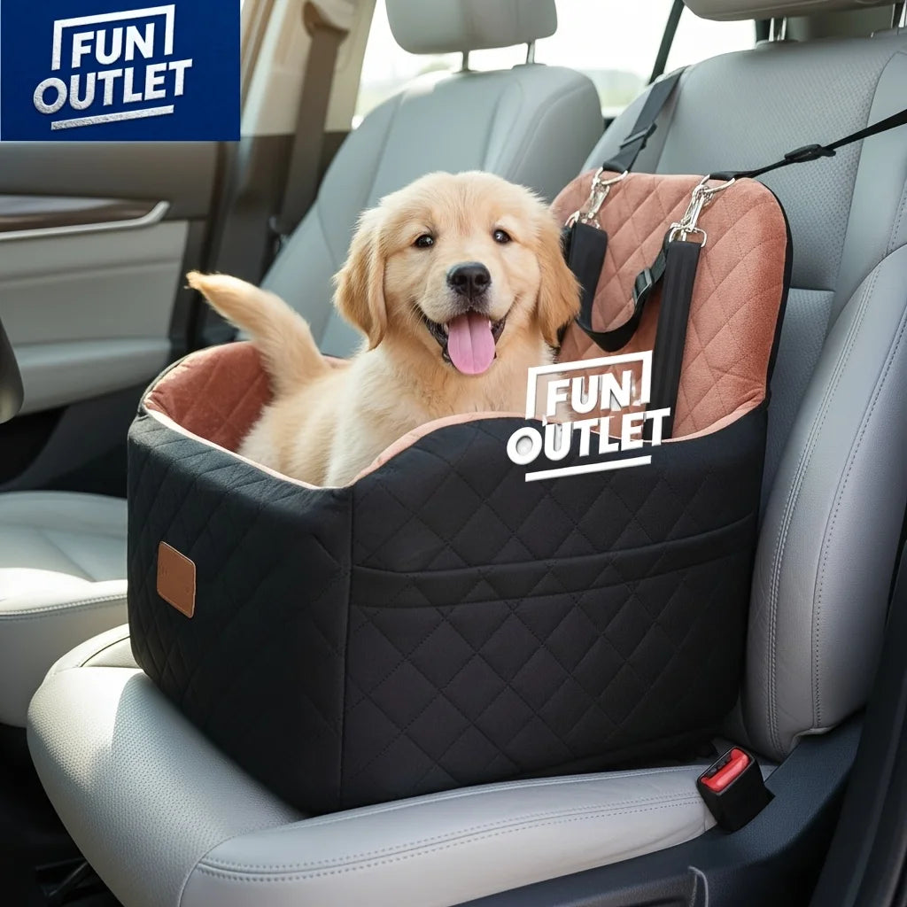 Dog Booster Car Seat for S/M Dogs Up to 35lbs, Soft 6in Elevated Cushion, Fits In Front/Back Seat, Fully Detachable And Washable, 2 Storage Pockets & 3 Straps, Easy to Install JUYHGV