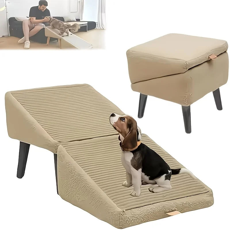 Foldable 2-in-1 Pet Ramp & Stairs for Dogs, Universal Dog Steps for Small & Large Dogs, Space-Saving Pet Ramp for Bed And Sofa JUYHGV