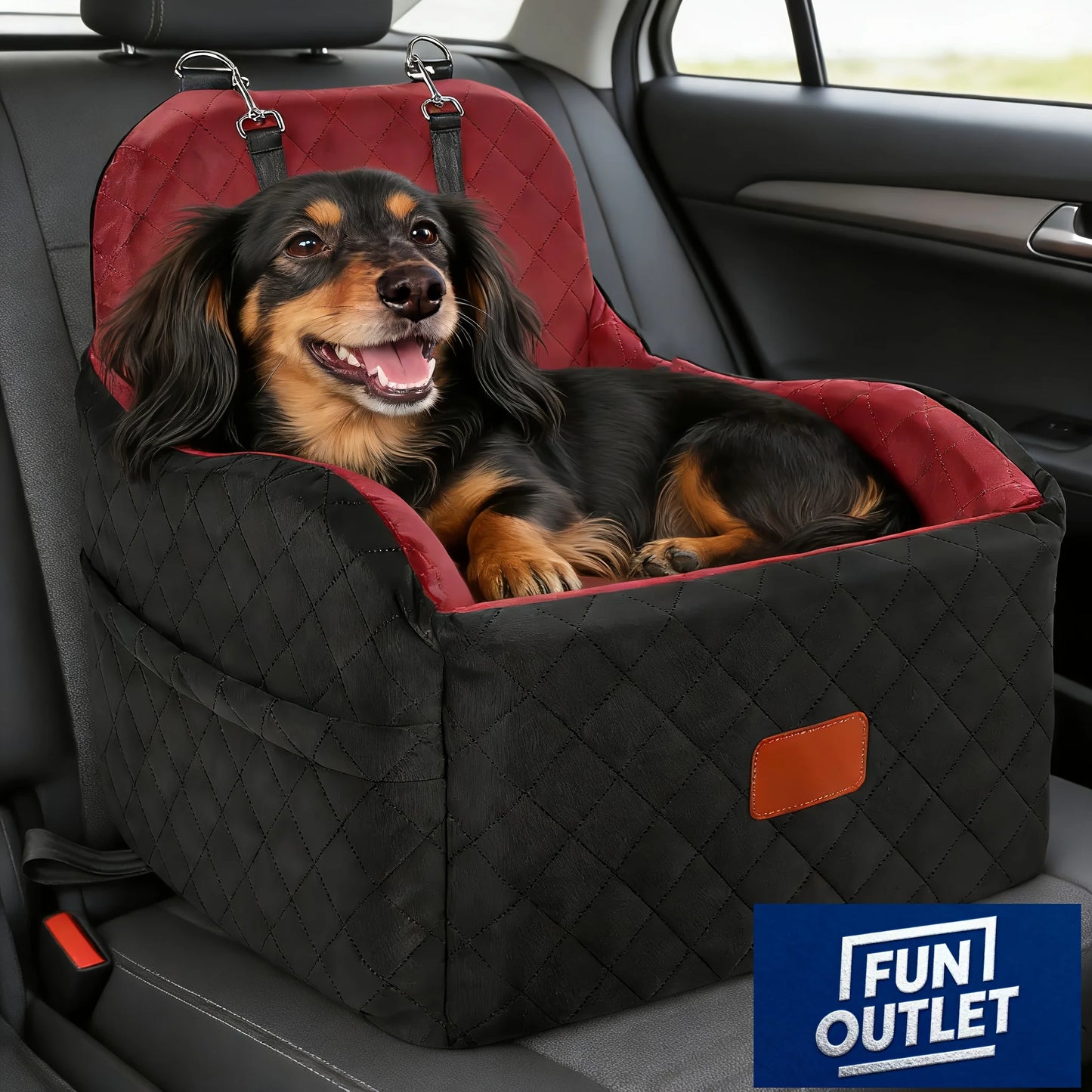 Dog Booster Car Seat for S/M Dogs Up to 35lbs, Soft 6in Elevated Cushion, Fits In Front/Back Seat, Fully Detachable And Washable, 2 Storage Pockets & 3 Straps, Easy to Install JUYHGV